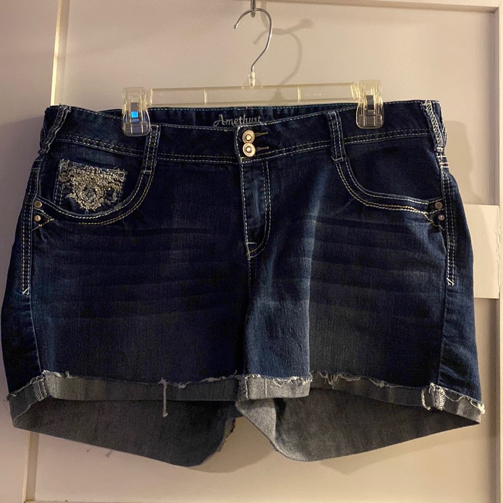 Amethyst denim bling shorts